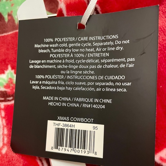 Merry Christmas Y’all Red Faux Fur HOLIDAY Country Cowboy Boot Throw Blanket - Picture 7 of 7